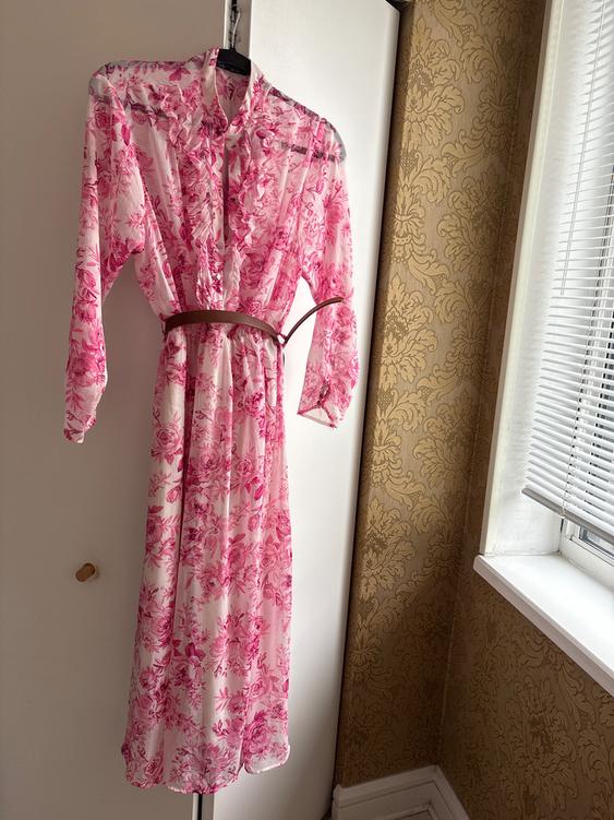 BELTED RUFFLED PRINTED DRESS - Image 2