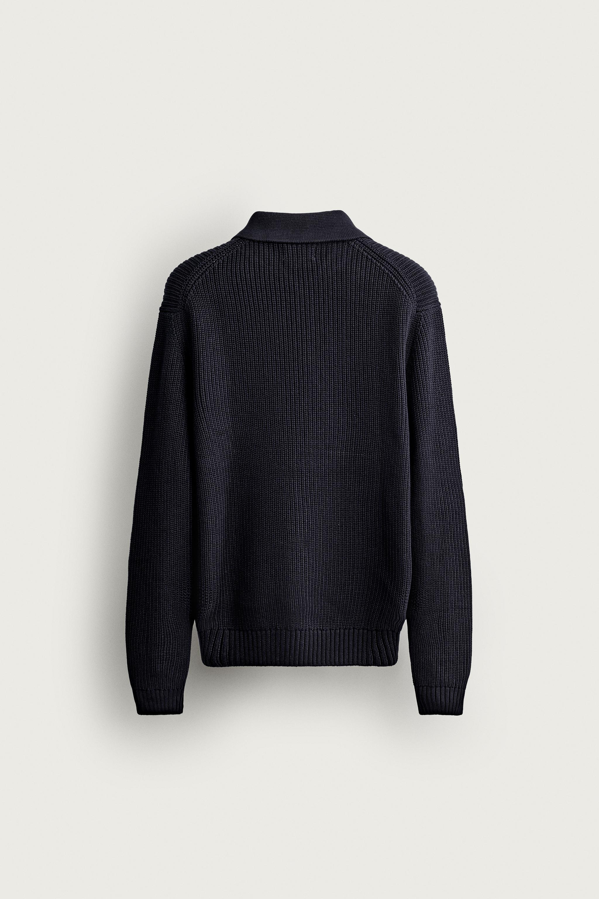 Zara REGULAR FIT TERS ÖRGÜ POLO T-SHIRT görsel 7