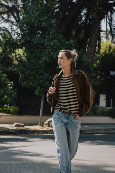 CHAQUETA BOMBER EFECTO ANTE - Marrón escuro de Zara - Imaxe 0