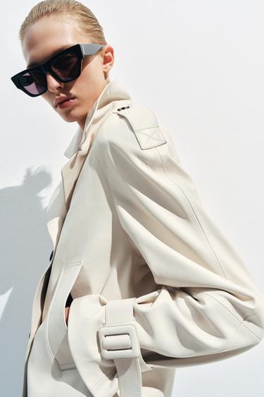 ΔΕΡΜΑΤΙΝΟ ΜΠΟΥΦΑΝ ZW COLLECTION LIMITED EDITION - Εκρού του Zara