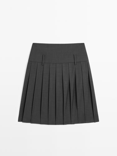 Zara Short box pleat sash skirt - Chocolate