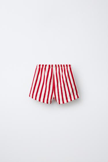 SHORT À RAYURES ET POMME - Blanc / Rouge de Zara - Image 1