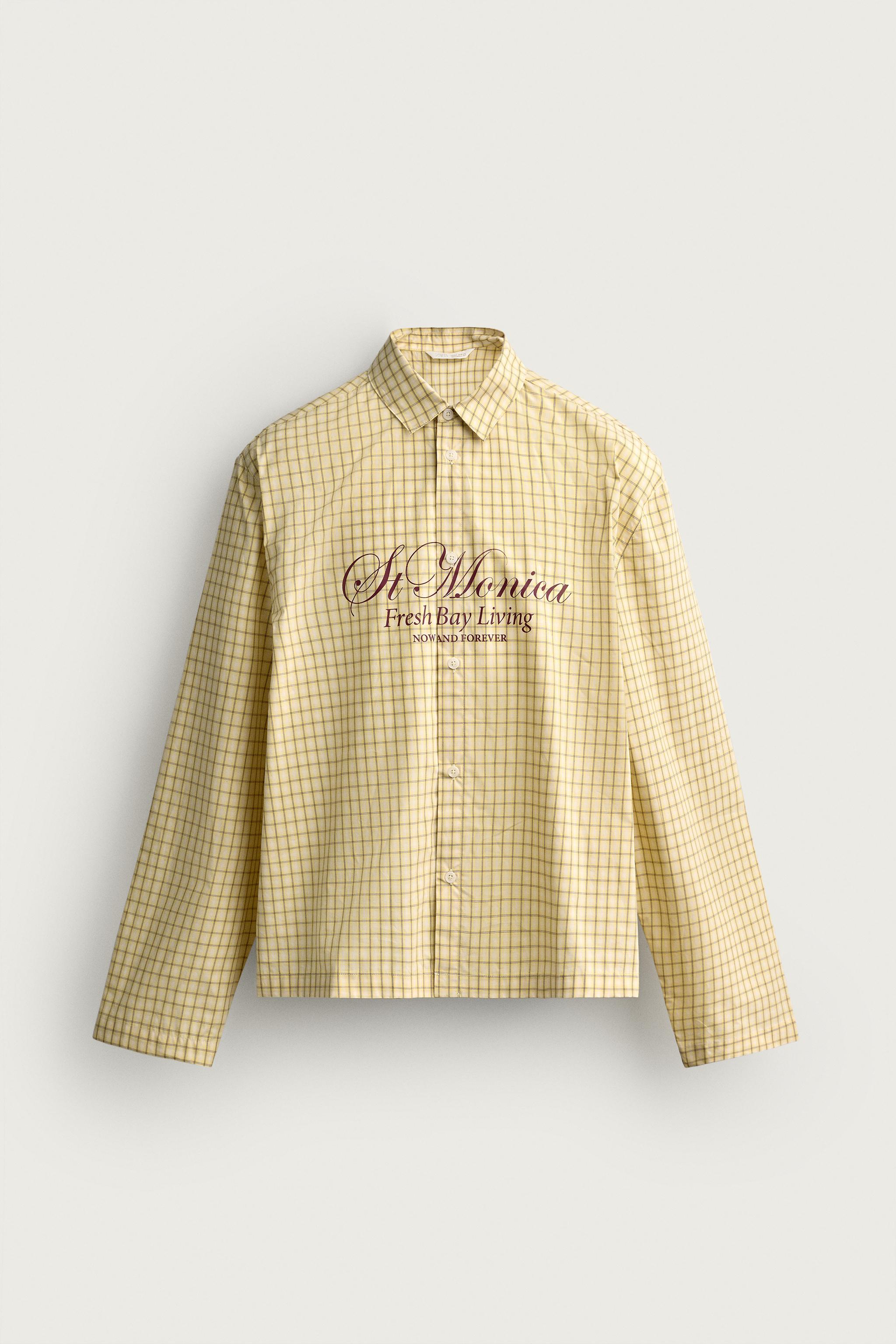 Мужские рубашки Zara RELAXED FIT CHECKERED PRINTED SHIRT — фото 6