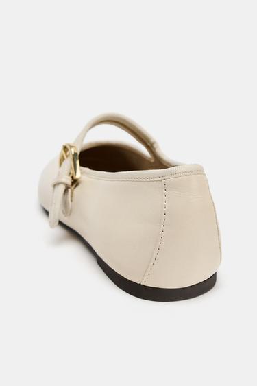 BALLERINES EN CUIR SOFT - Blanc de Zara - Image 5