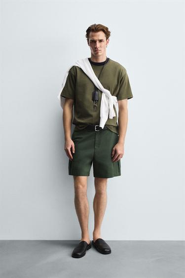 REGULAR FIT CARGO BERMUDA SHORTS - Dark green by Zara