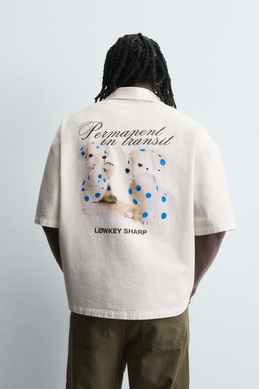 ÁO SƠ MI HỌA TIẾT DÁNG RELAXED FIT - Màu trắng ngà từ Zara