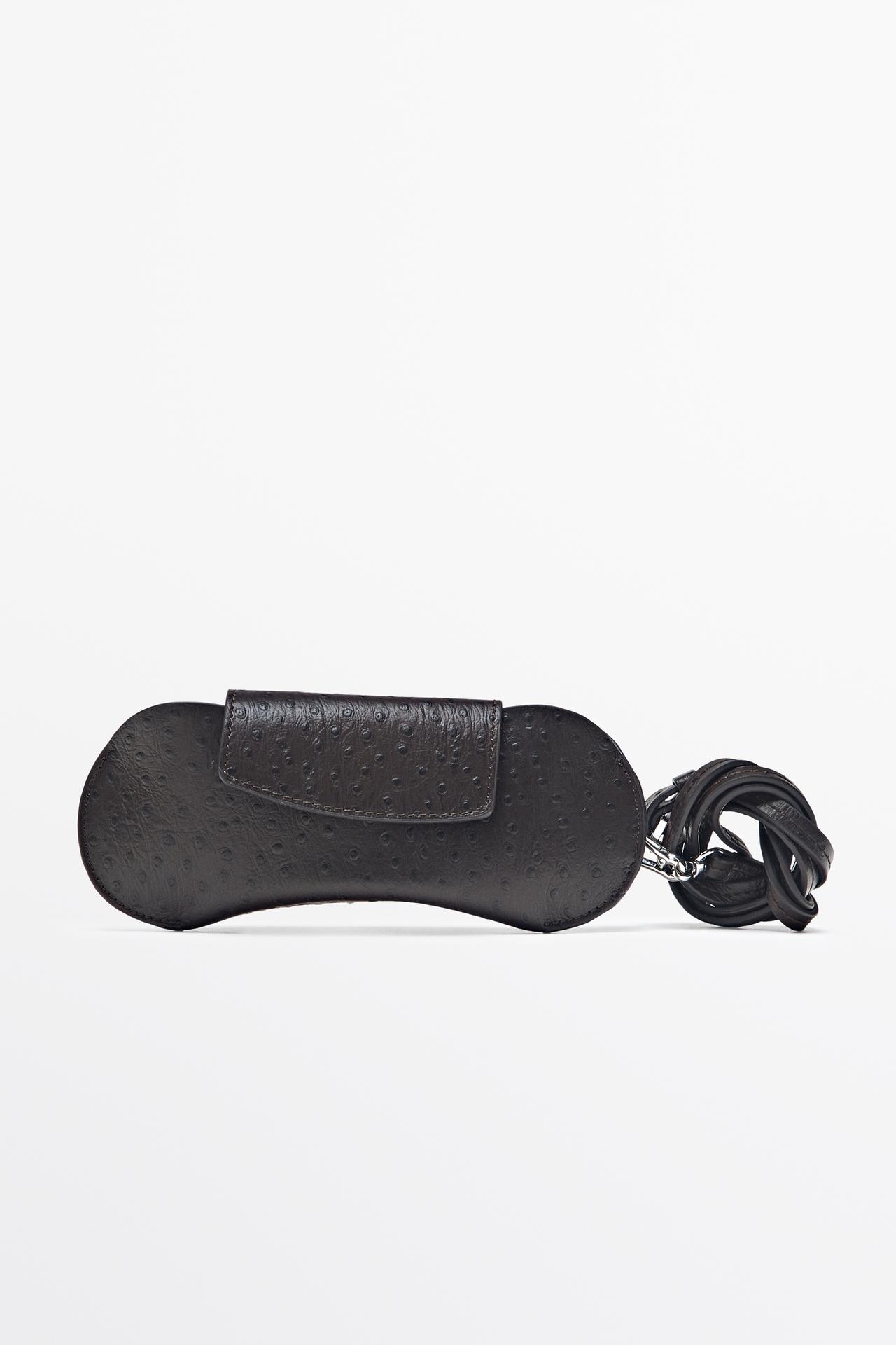 Textured nappa leather glasses case — Brown