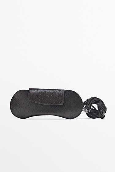Zara Textured nappa leather glasses case - Brown - Image 0