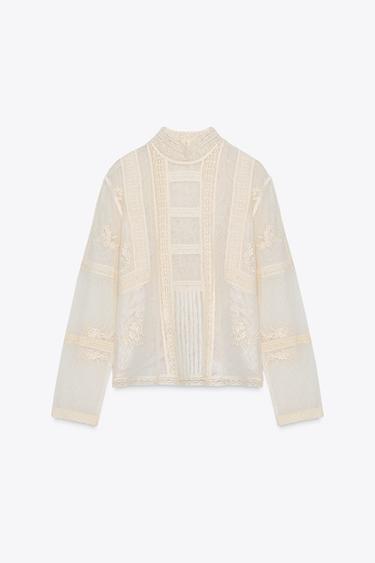 ロマンティック レースブラウス ZW COLLECTIONエクリュZaraのロマンティック レースブラウス ZW COLLECTION - エクリュ