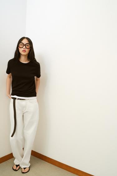JEANS Z.03 STRAIGHT TIRO ALTO LONG LENGTH - Blanco de Zara