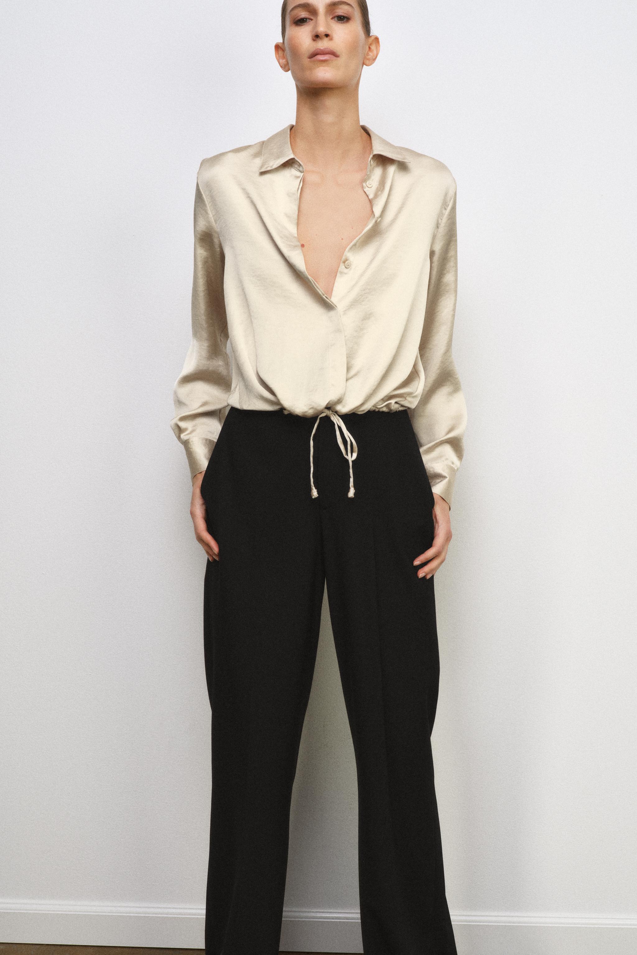 ZW COLLECTION サテンシャツ - ブラウン | ZARA Japan / 日本