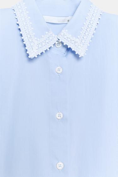 SHIRT DRESS WITH SHOULDER PADS - Sky blue by Zara - Image 8