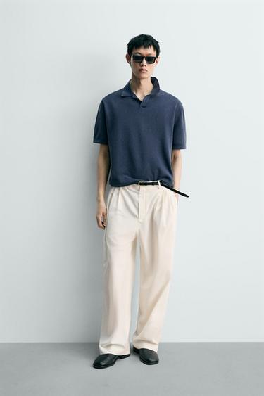 Zara 水洗針織 POLO 衫 - 藍色 - 圖片 0