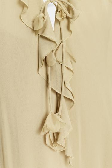 ROBE HALTER À VOLANTS - Vert moyen de Zara - Image 7