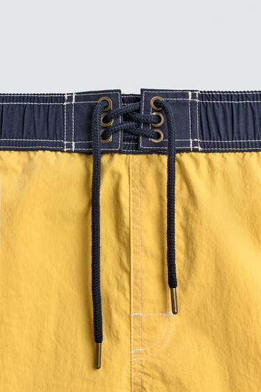 CONTRAST LONG SWIMMING TRUNKS - Light yellow by Zara - Image 7