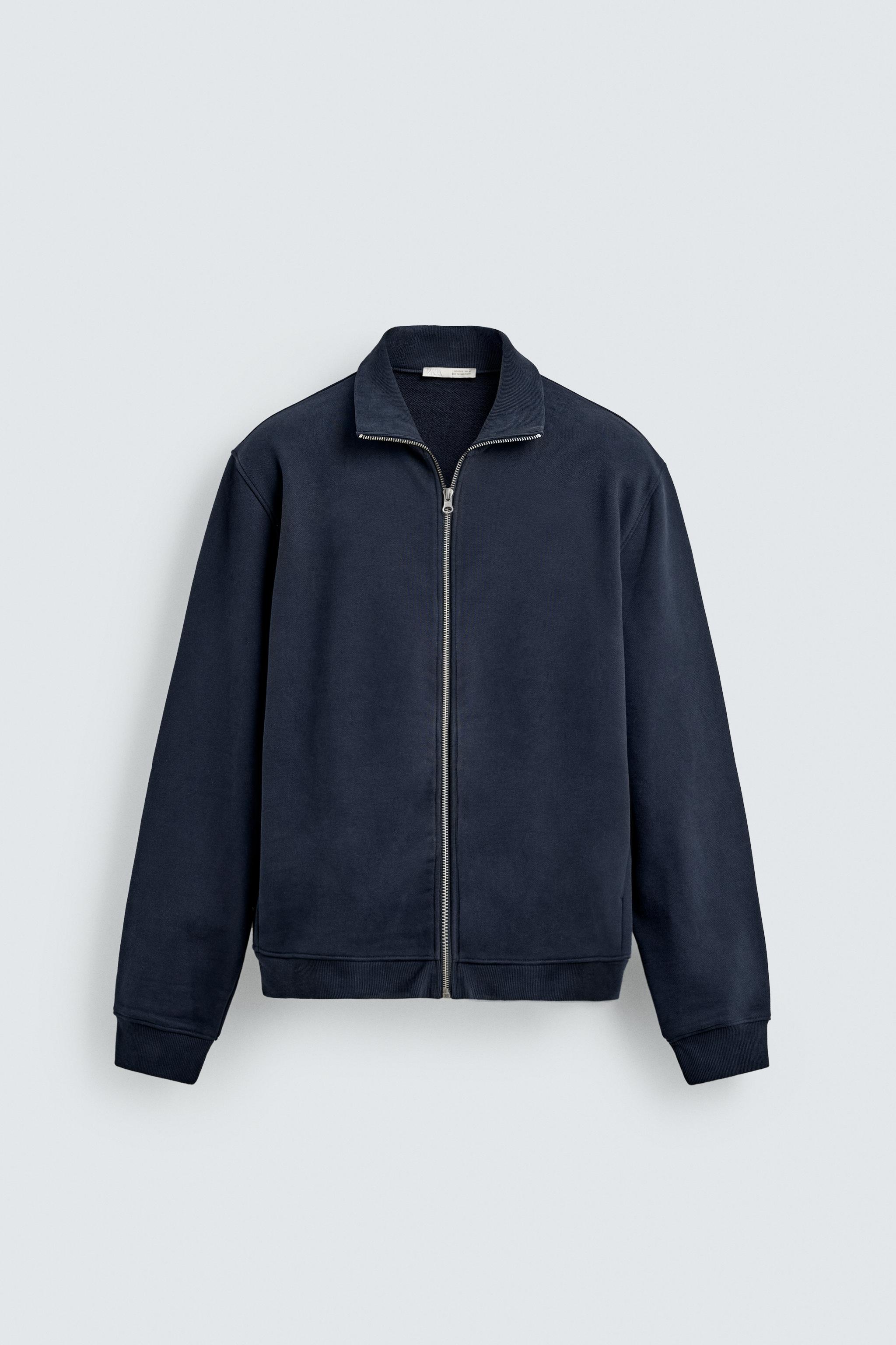 ベーシックジップアップスウェットシャツ - ネイビーブルー | ZARA