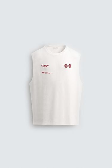 SUDADERA CHALECO ESTAMPADOS - Blanco roto de Zara