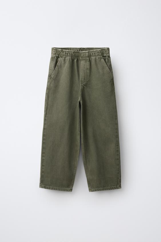 JEANS LOOSE EFECTO LAVADO - Khaki de Zara - Imagen 0