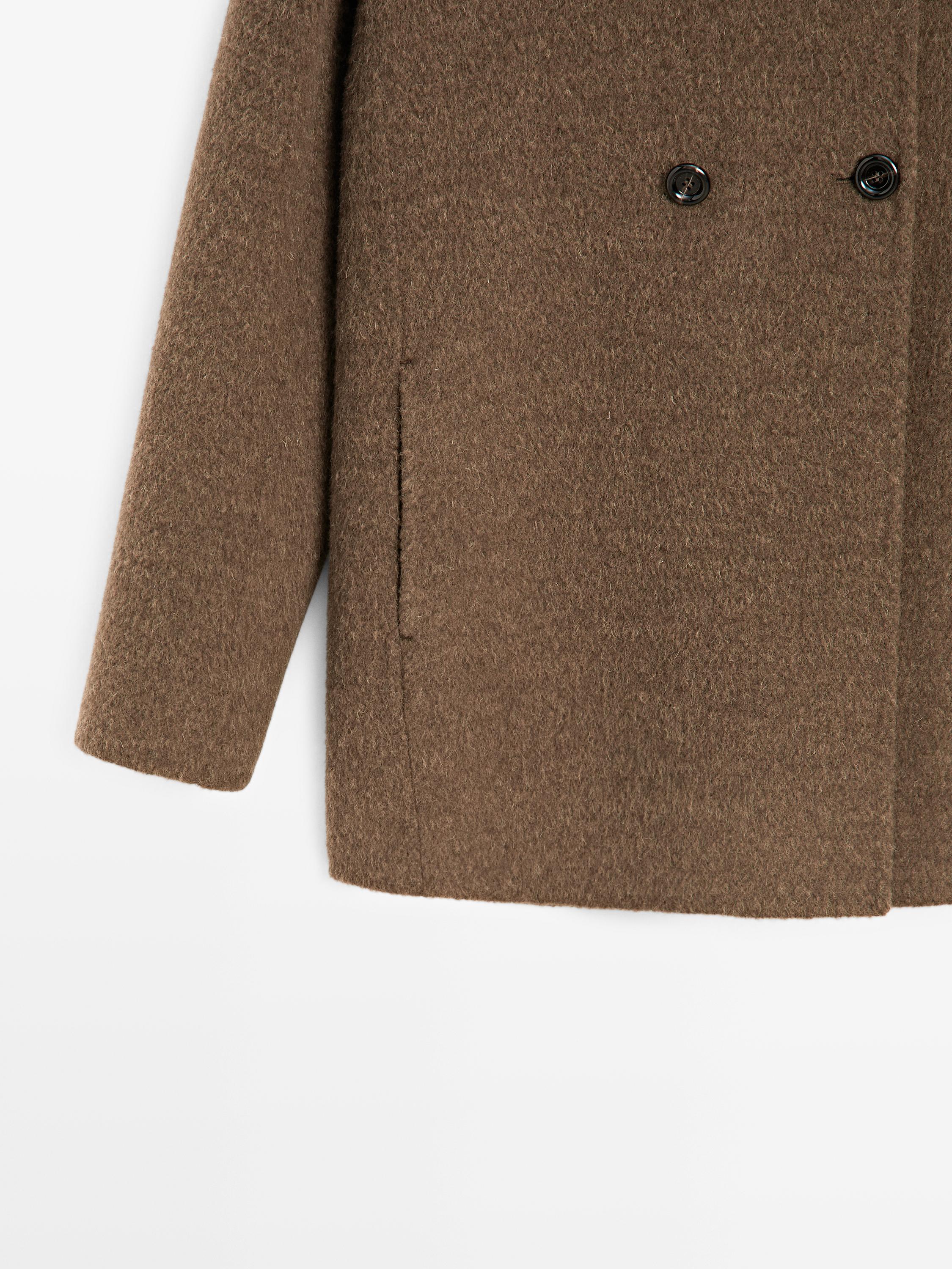 Double-breasted wool blend coat