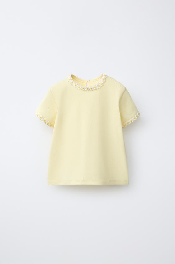 CAMISETA FLORES - Amarillo claro de Zara - Imagen 0
