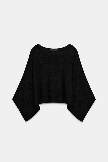 PULL CAPE COURT EN MAILLE - Noir de Zara