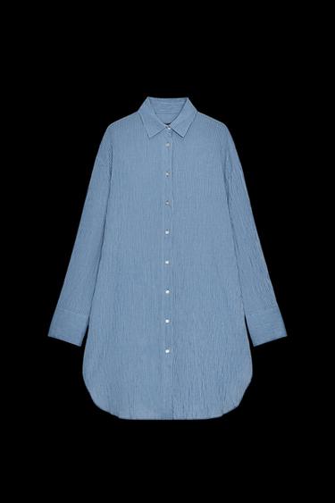 LANGES GESTREIFTES HEMD ZW COLLECTION - Blau von Zara