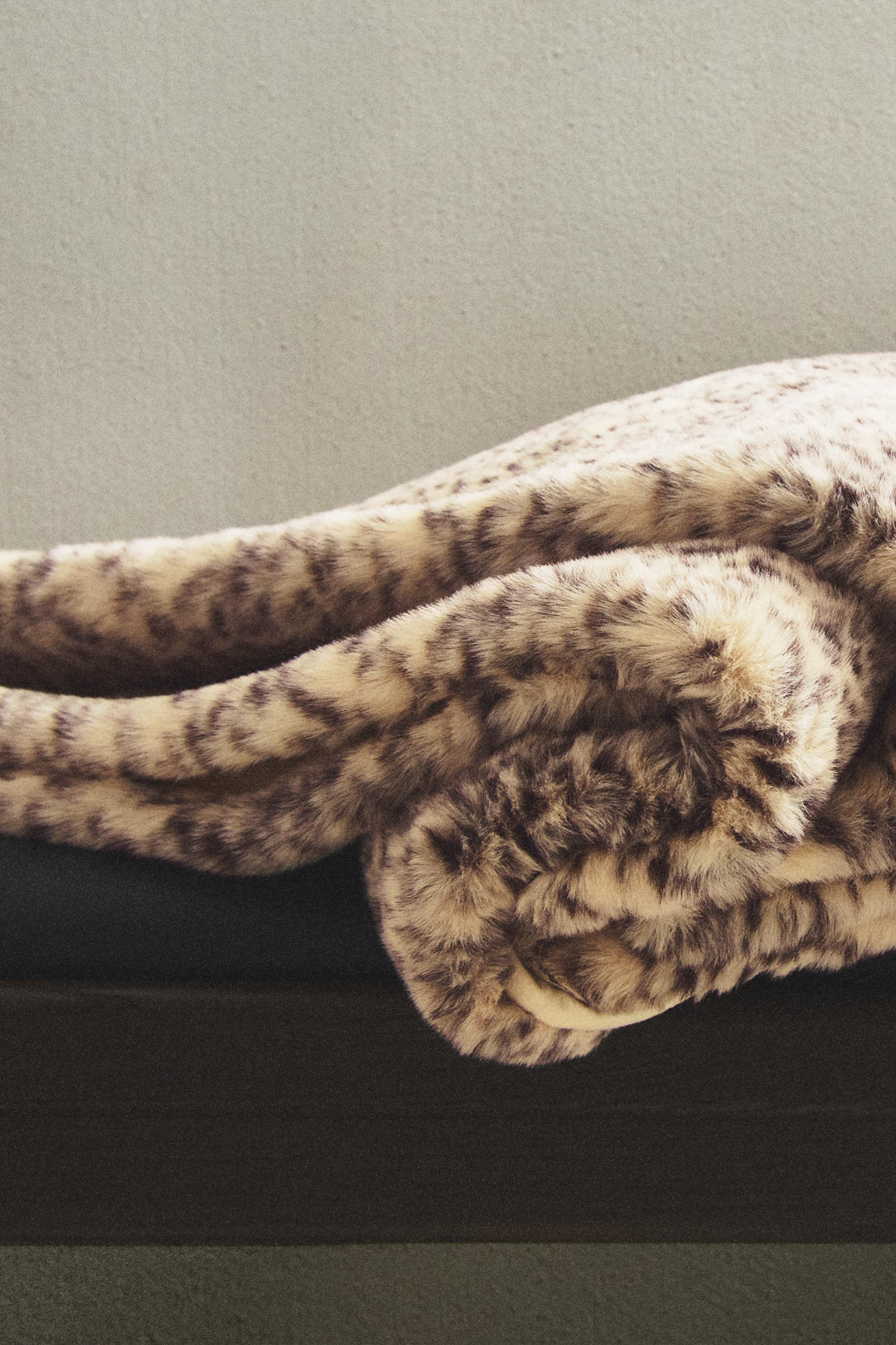 アニマルプリント フェイクファー ブランケット - クリーム