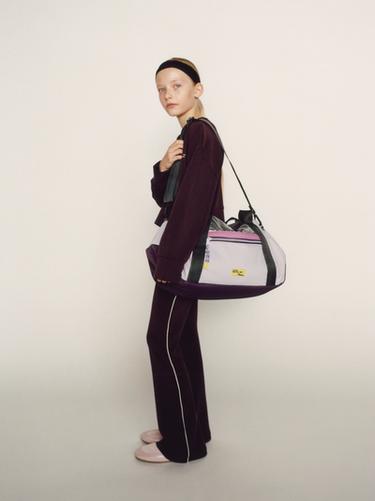 BOMBER SWEATSHIRT WITH RAISED SLOGAN AND MODAL - Plum by Zara