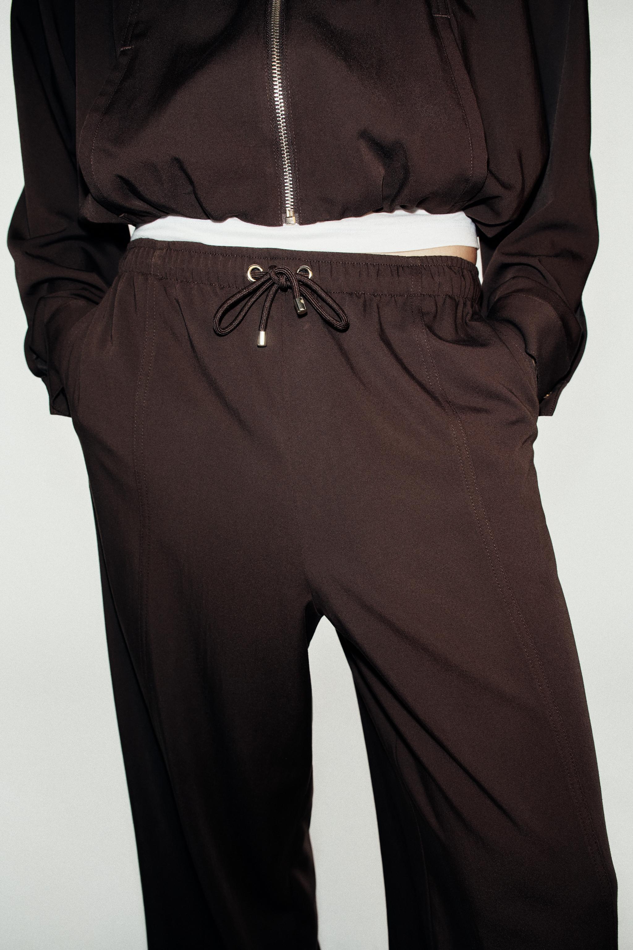 Zara Elastik Belli Geniş Paça Pantolon görsel 3