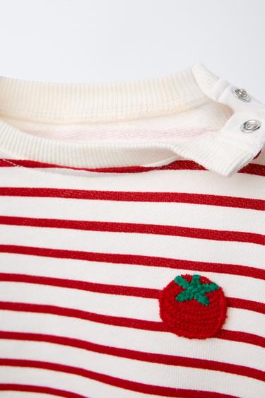 STRIPED TOMATO SWEATSHIRT - White / Red by Zara - Image 2