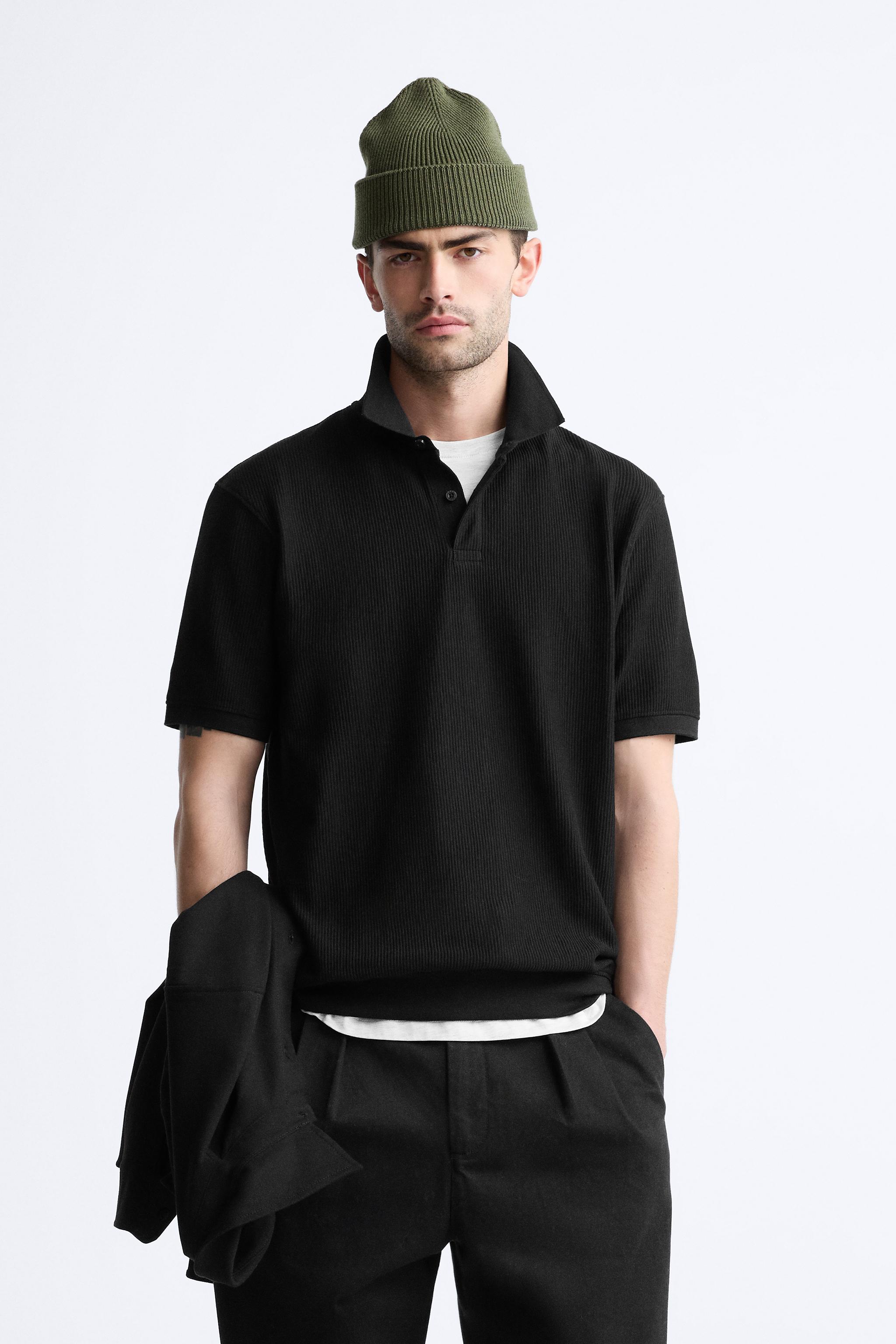 CONTRAST RIB POLO SHIRT - Black | ZARA United States