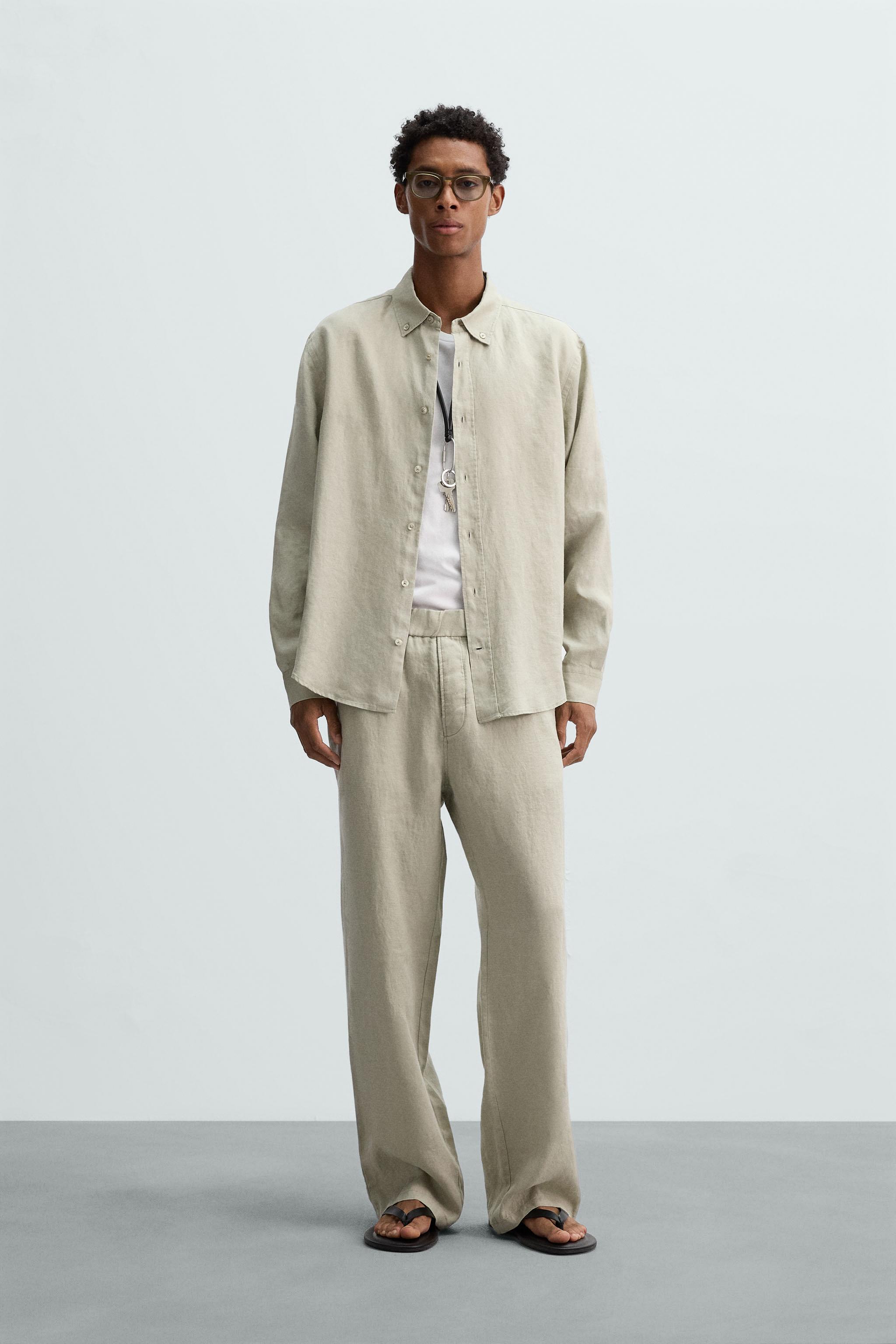 Linen シャツ Frayed Jacquard Linen Shirt - Off White | Fashion Nova