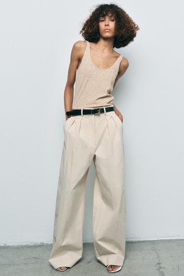 LEATHER BELT WITH GEOMETRIC BUCKLE - Black by Zara