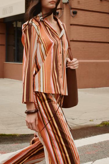 Zara ZW COLLECTION STRIPED PAJAMA SHIRT - Multicolored