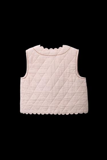 WAISTCOAT WITH EMBROIDERED FLORAL TEXTURE - Pale pink by Zara