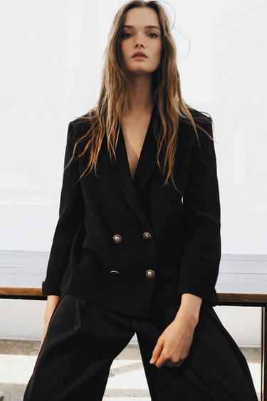 ZW COLLECTION ТҮЙМЕЛІ ТІК БЛЕЙЗЕР - Қара Zara компаниясынан
