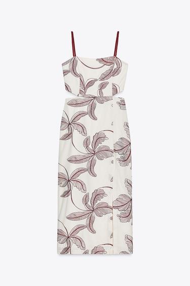 CUT OUT EMBROIDERED MIDI DRESS - Multicoloured by Zara - Image 4