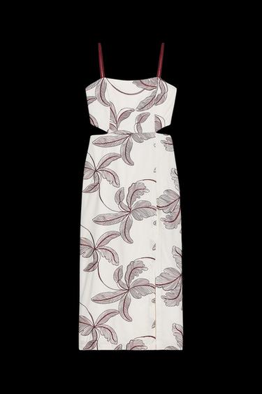Zara CUT OUT EMBROIDERED MIDI DRESS - Multicolored - Image 0
