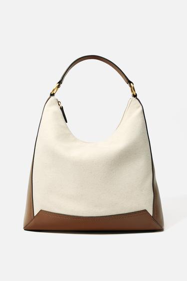 CANVAS SLOUCHY SHOULDER BAG - Ecru by Zara