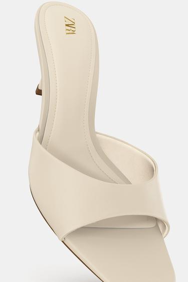 صندل بكعب - أبيض صدفي الخاص بـ Zara - صورة 0