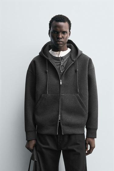 NEOPRENE-EFFECT HOODIE - Dark grey by Zara