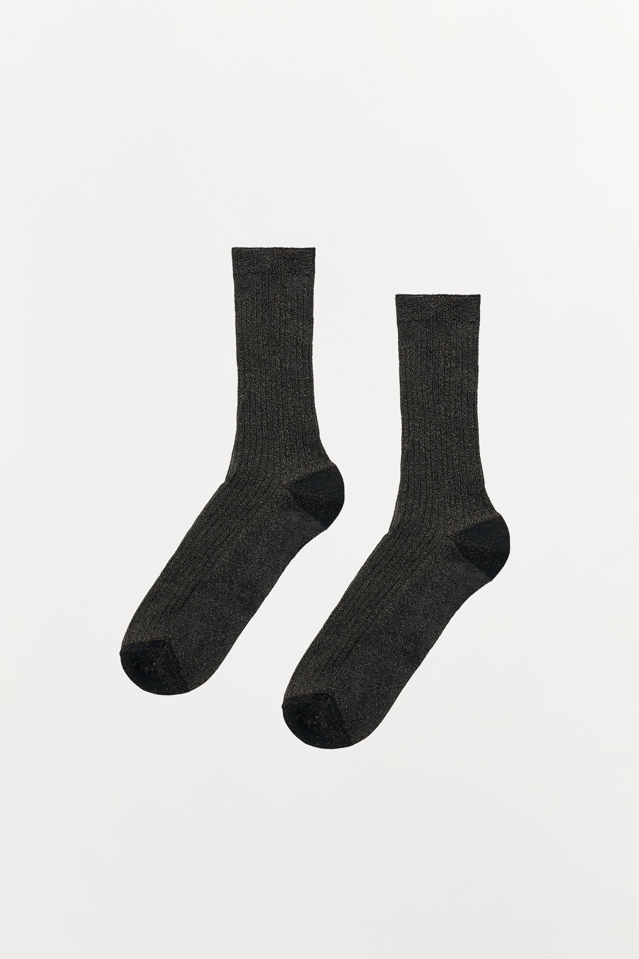 METALLIC THREAD RIBBED SOCKS