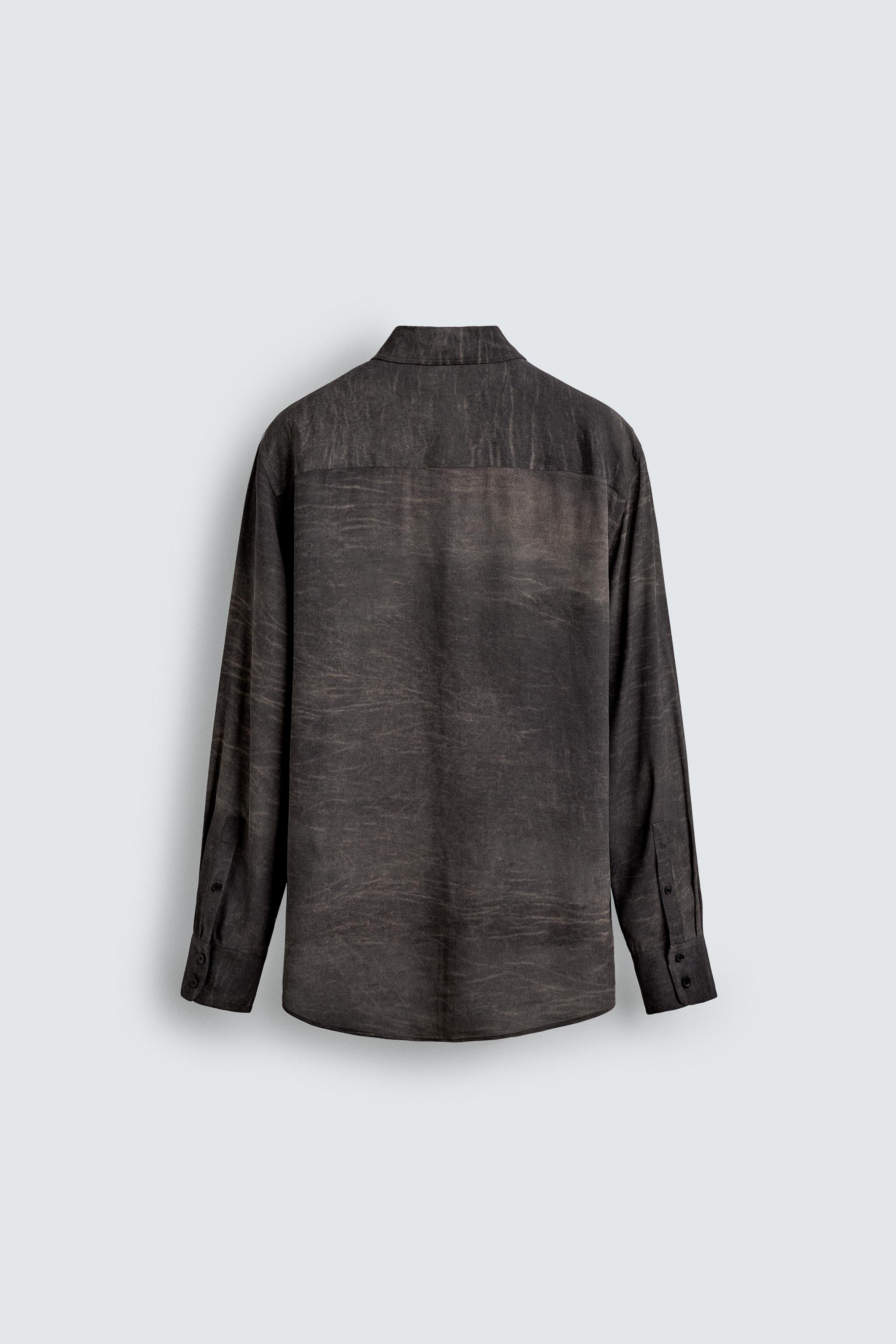 FLUID WASHED EFFECT PRINT SHIRT