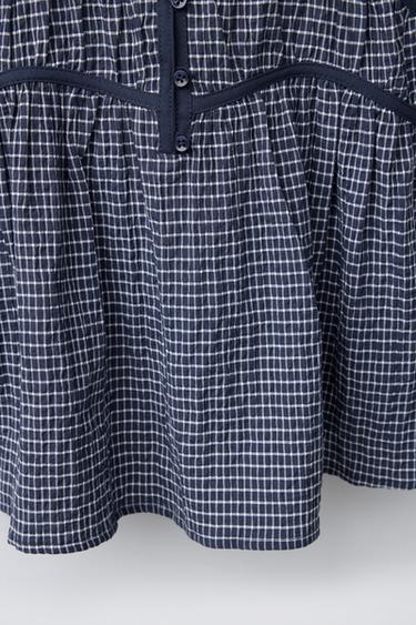 CHECK BLOUSE AND T-SHIRT - Navy blue by Zara