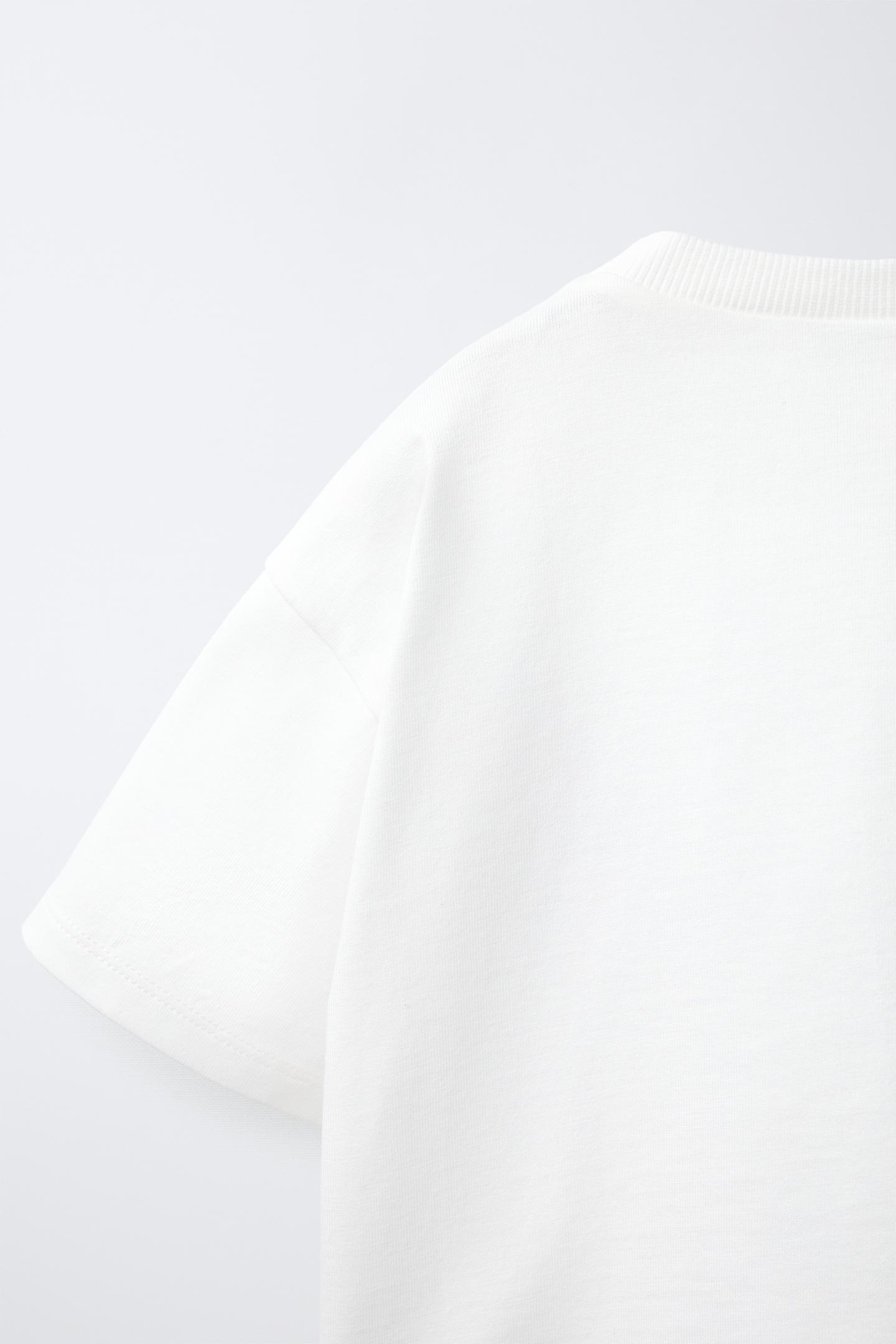 Детская футболка Zara Crochet Patch, цвет: Устричный белый — фото 4