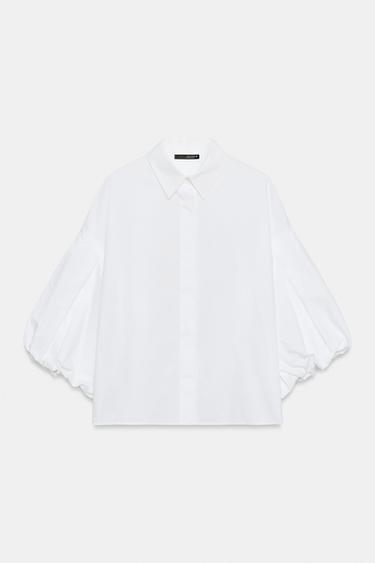 PUFF SLEEVE SHIRT - White by Zara - Image 0