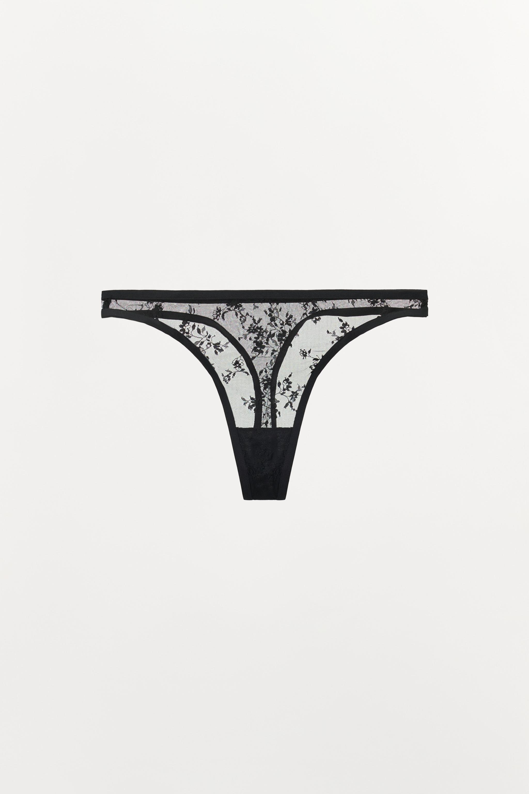 LACE THONG — Black