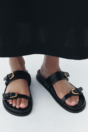 Zara 帶扣涼鞋 - 黑色