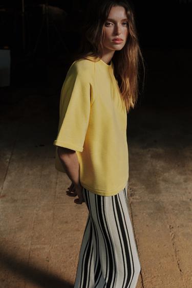 SHORT SLEEVE SWEATSHIRT - Yellow by Zara