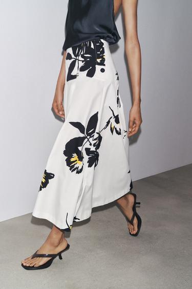 ZW COLLECTION PRINTED MIDI SKIRT - Black / White by Zara - Image 4